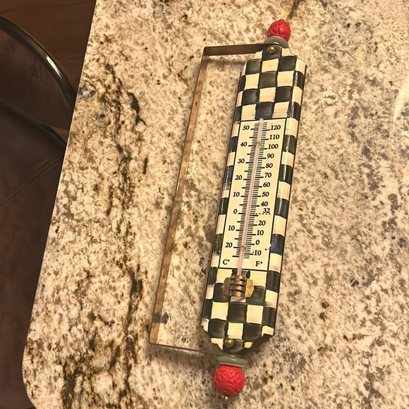 Mackenzie Childs Courtly Check Wall Mounted Thermometer - Picture 2 of 6